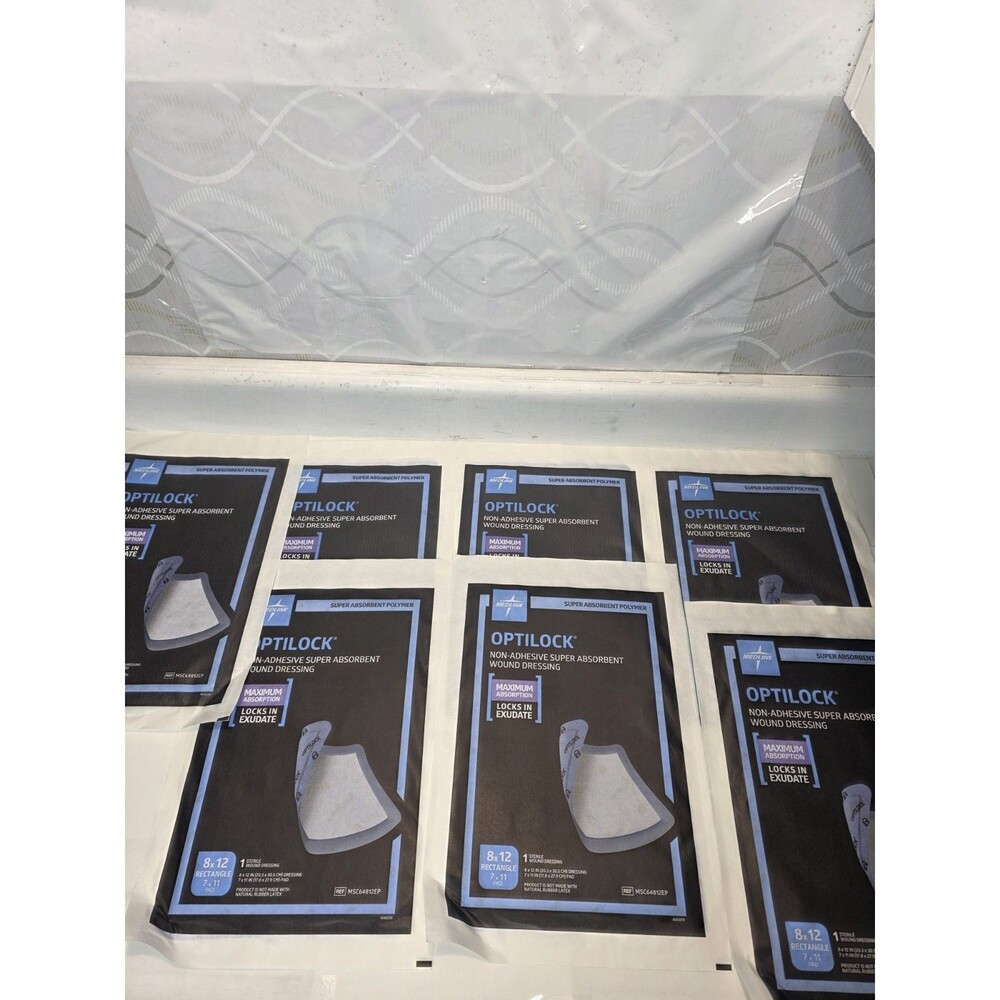 MedLine OptiLock 7 Pack Non-Adhesive Dressings 8" x 12" Super Absorbent Ex 2030
